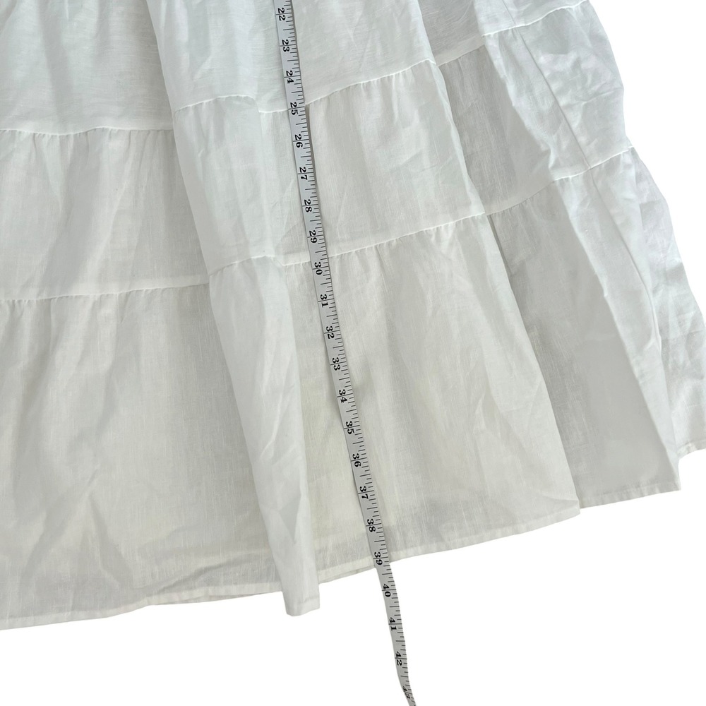 NWT Peppermayo Mariella White Linen Cotton Maxi Tiered Skirt SZ 2 Coastal Beach - Picture 10 of 10